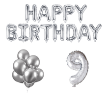 9 jaar Verjaardag Versiering Ballon Pakket zilver