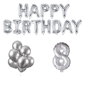 8 jaar Verjaardag Versiering Ballon Pakket zilver