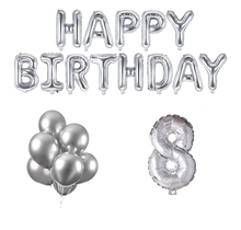 8 jaar Verjaardag Versiering Ballon Pakket zilver