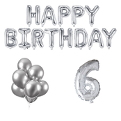 6 jaar Verjaardag Versiering Ballon Pakket zilver