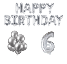 6 jaar Verjaardag Versiering Ballon Pakket zilver