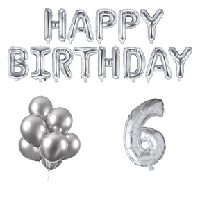 6 jaar Verjaardag Versiering Ballon Pakket zilver
