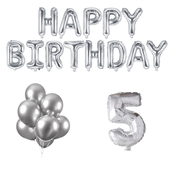 5 jaar Verjaardag Versiering Ballon Pakket zilver