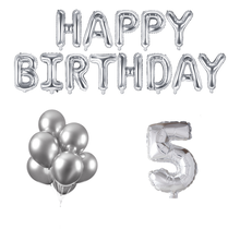 5 jaar Verjaardag Versiering Ballon Pakket zilver