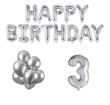 3 jaar Verjaardag Versiering Ballon Pakket zilver