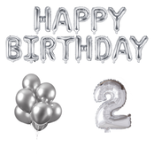 2 jaar Verjaardag Versiering Ballon Pakket zilver