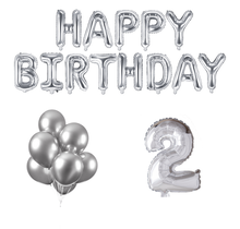 2 jaar Verjaardag Versiering Ballon Pakket zilver