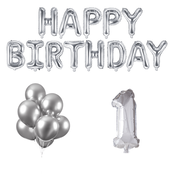 1 jaar Verjaardag Versiering Ballon Pakket zilver 1 jaar Verjaardag Versiering Ballon Pakket zilver