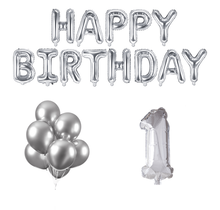 1 jaar Verjaardag Versiering Ballon Pakket zilver