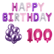 100 jaar Verjaardag Versiering Ballon Pakket Pastel & Roze