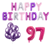 97 jaar Verjaardag Versiering Ballon Pakket Pastel & Roze