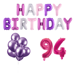 94 jaar Verjaardag Versiering Ballon Pakket Pastel & Roze