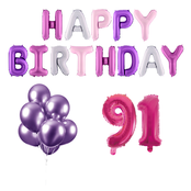 91 jaar Verjaardag Versiering Ballon Pakket Pastel & Roze 91 jaar Verjaardag Versiering Ballon Pakket Pastel & Roze