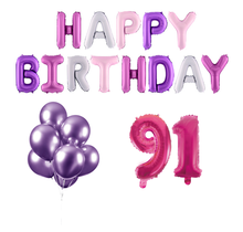 91 jaar Verjaardag Versiering Ballon Pakket Pastel & Roze