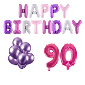 90 jaar Verjaardag Versiering Ballon Pakket Pastel & Roze