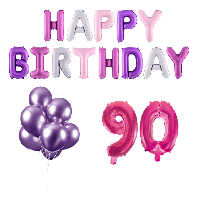 90 jaar Verjaardag Versiering Ballon Pakket Pastel & Roze