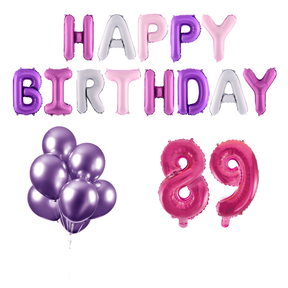 89 jaar Verjaardag Versiering Ballon Pakket Pastel & Roze