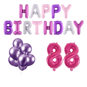 88 jaar Verjaardag Versiering Ballon Pakket Pastel & Roze