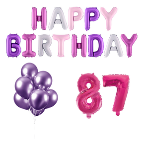 87 jaar Verjaardag Versiering Ballon Pakket Pastel & Roze