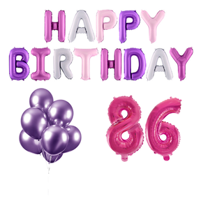 86 jaar Verjaardag Versiering Ballon Pakket Pastel & Roze
