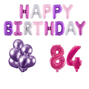 84 jaar Verjaardag Versiering Ballon Pakket Pastel & Roze