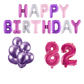 82 jaar Verjaardag Versiering Ballon Pakket Pastel & Roze