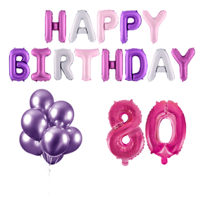 80 jaar Verjaardag Versiering Ballon Pakket Pastel & Roze