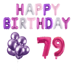 79 jaar Verjaardag Versiering Ballon Pakket Pastel & Roze