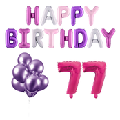 77 jaar Verjaardag Versiering Ballon Pakket Pastel & Roze