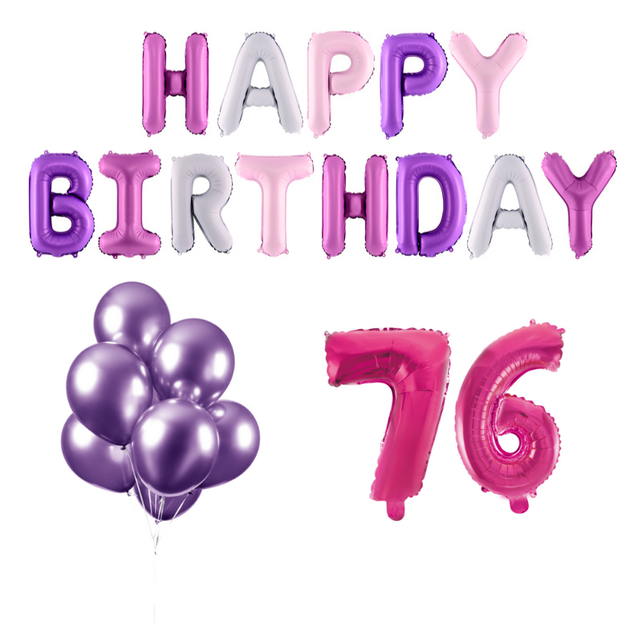 76 jaar Verjaardag Versiering Ballon Pakket Pastel & Roze