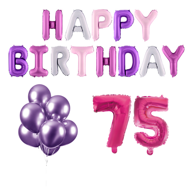 75 jaar Verjaardag Versiering Ballon Pakket Pastel & Roze