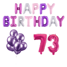 73 jaar Verjaardag Versiering Ballon Pakket Pastel & Roze