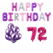 72 jaar Verjaardag Versiering Ballon Pakket Pastel & Roze