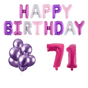 71 jaar Verjaardag Versiering Ballon Pakket Pastel & Roze