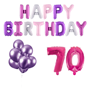 70 jaar Verjaardag Versiering Ballon Pakket Pastel & Roze
