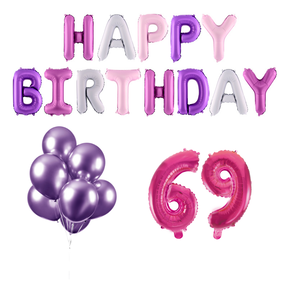 69 jaar Verjaardag Versiering Ballon Pakket Pastel & Roze