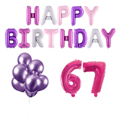 67 jaar Verjaardag Versiering Ballon Pakket Pastel & Roze