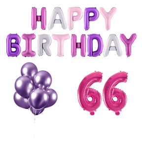 66 jaar Verjaardag Versiering Ballon Pakket Pastel & Roze