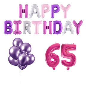 65 jaar Verjaardag Versiering Ballon Pakket Pastel & Roze