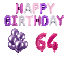64 jaar Verjaardag Versiering Ballon Pakket Pastel & Roze