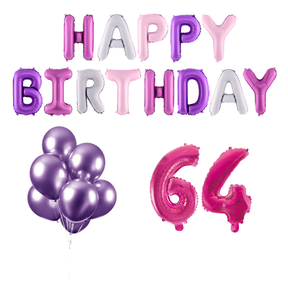 64 jaar Verjaardag Versiering Ballon Pakket Pastel & Roze