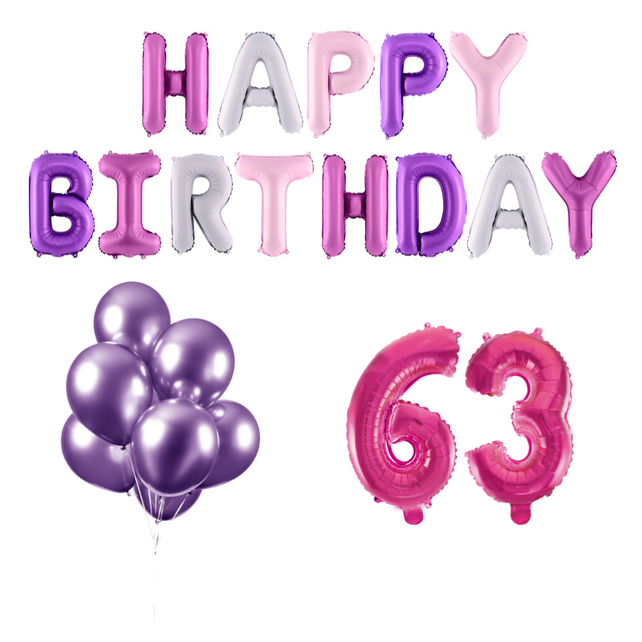 63 jaar Verjaardag Versiering Ballon Pakket Pastel & Roze