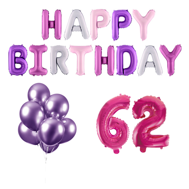 62 jaar Verjaardag Versiering Ballon Pakket Pastel & Roze