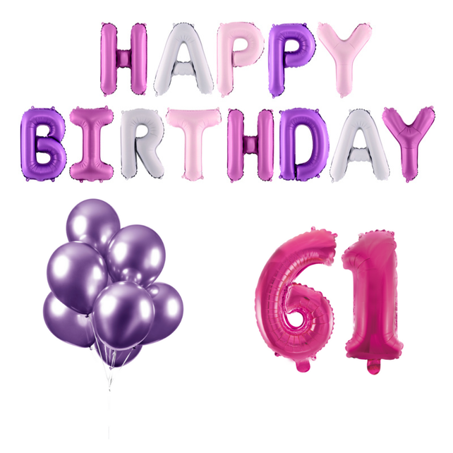 61 jaar Verjaardag Versiering Ballon Pakket Pastel & Roze