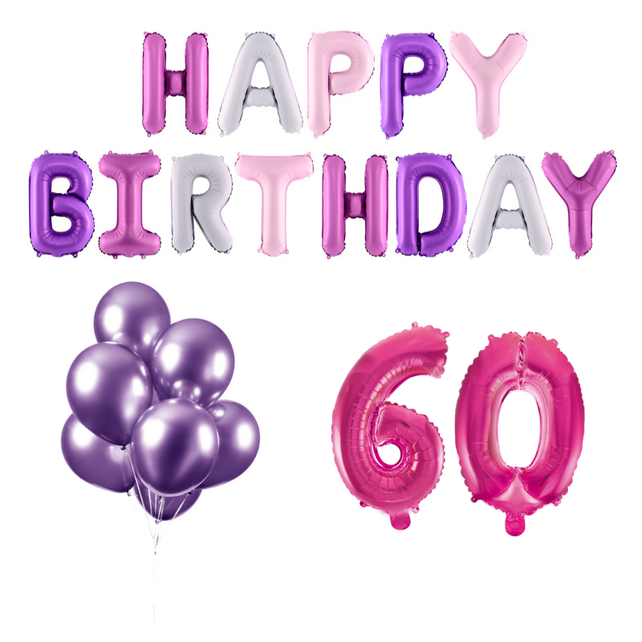 60 jaar Verjaardag Versiering Ballon Pakket Pastel & Roze