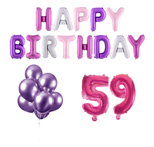 59 jaar Verjaardag Versiering Ballon Pakket Pastel & Roze