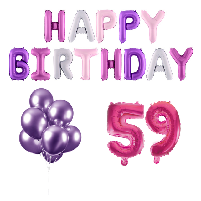 59 jaar Verjaardag Versiering Ballon Pakket Pastel & Roze