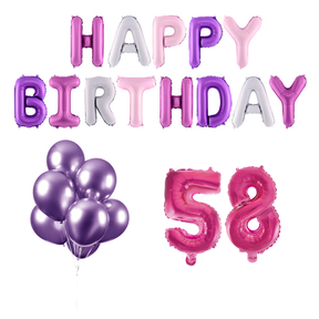 58 jaar Verjaardag Versiering Ballon Pakket Pastel & Roze