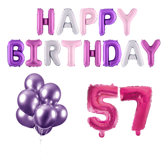 57 jaar Verjaardag Versiering Ballon Pakket Pastel & Roze