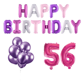 56 jaar Verjaardag Versiering Ballon Pakket Pastel & Roze